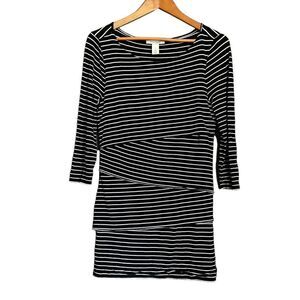 3 for $30! White House Black Market black and white striped tunic